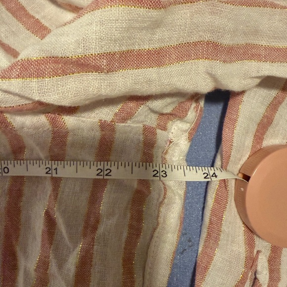 Fleur Bleue Linen Gold and Pink Button Down Shirt with Classic Stripes - Picture 5 of 8